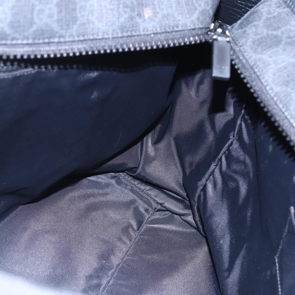 GUCCI GG Supreme Tote Bag PVC Leather 2way Black 162785 Auth bs29492