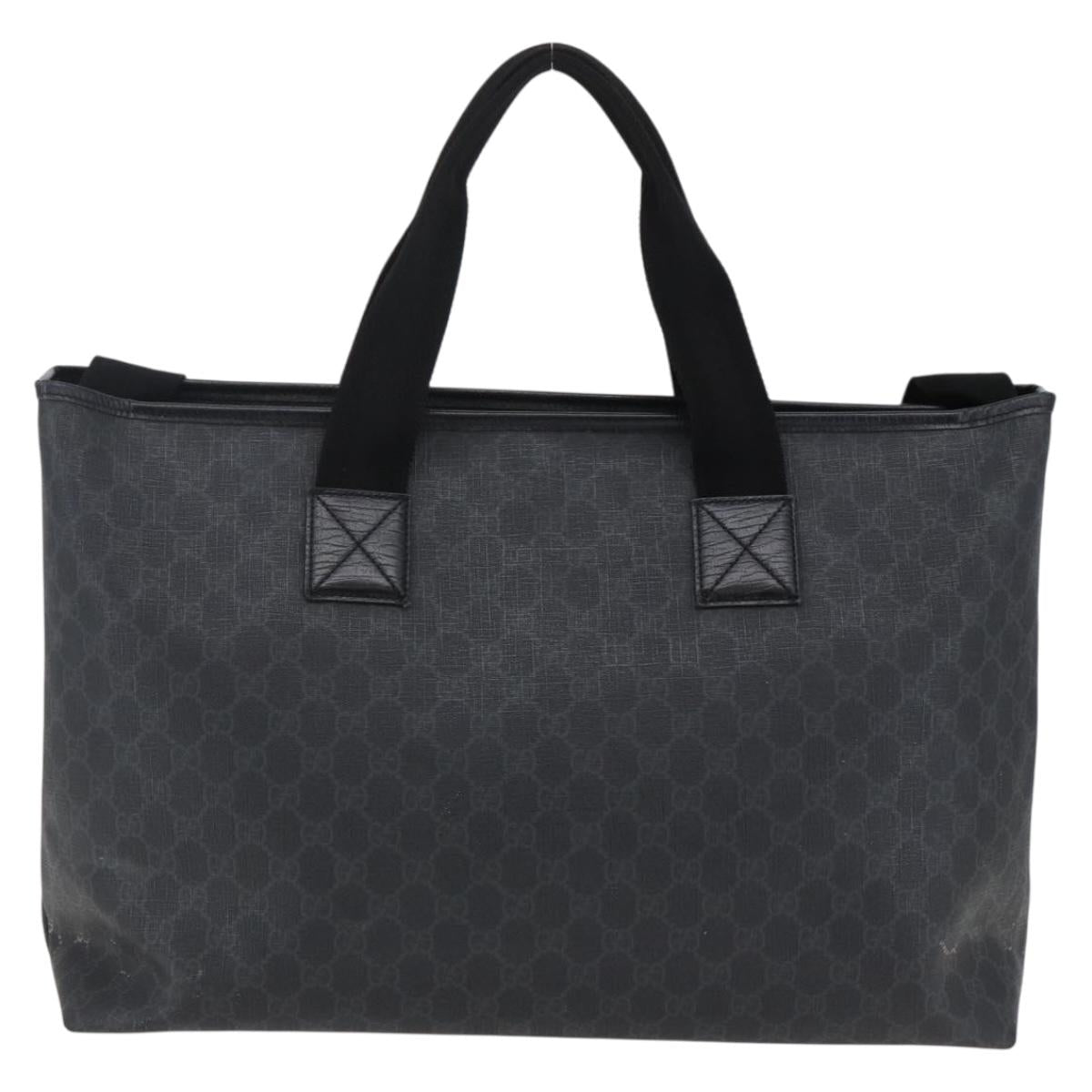 GUCCI GG Supreme Tote Bag PVC Leather 2way Black 162785 Auth bs29492