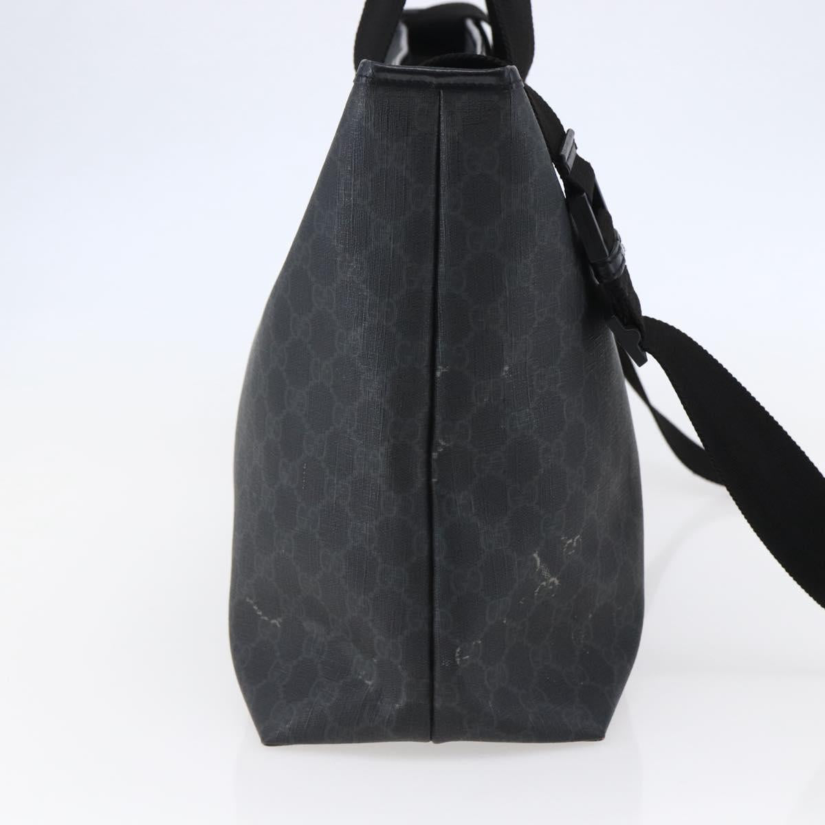 GUCCI GG Supreme Tote Bag PVC Leather 2way Black 162785 Auth bs29492