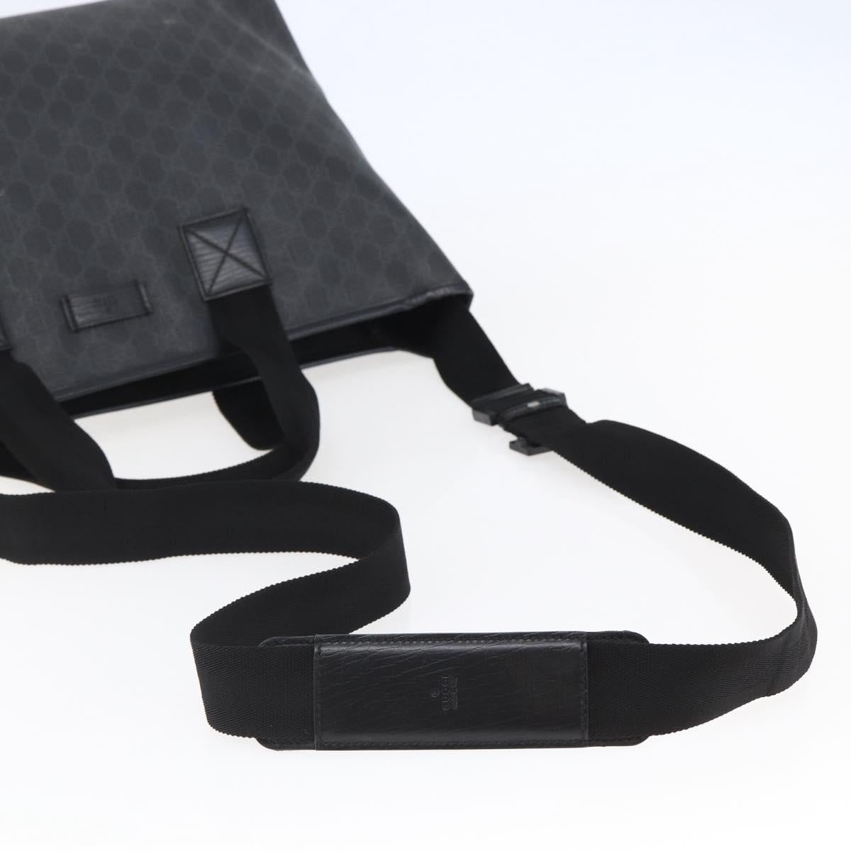 GUCCI GG Supreme Tote Bag PVC Leather 2way Black 162785 Auth bs29492