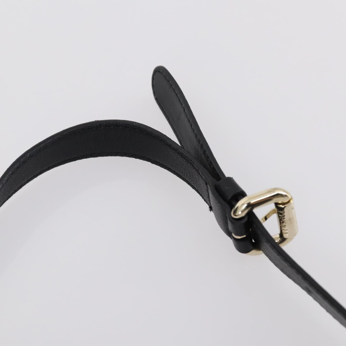 Gianni Versace Hand Bag Leather 2way Black Gold Auth bs29494