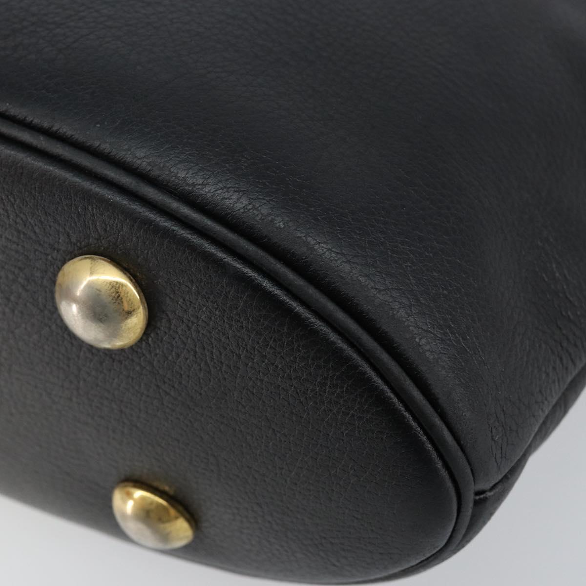 SAINT LAURENT Tote Bag Leather Black Gold Auth bs29495
