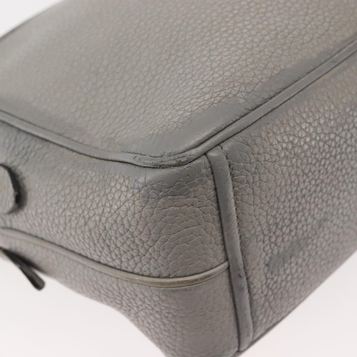 PRADA Shoulder Bag Leather Gray Gold Auth bs29496