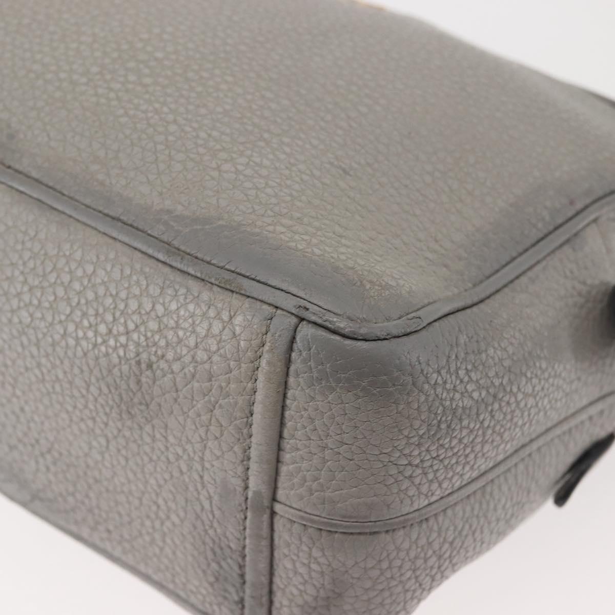 PRADA Shoulder Bag Leather Gray Gold Auth bs29496