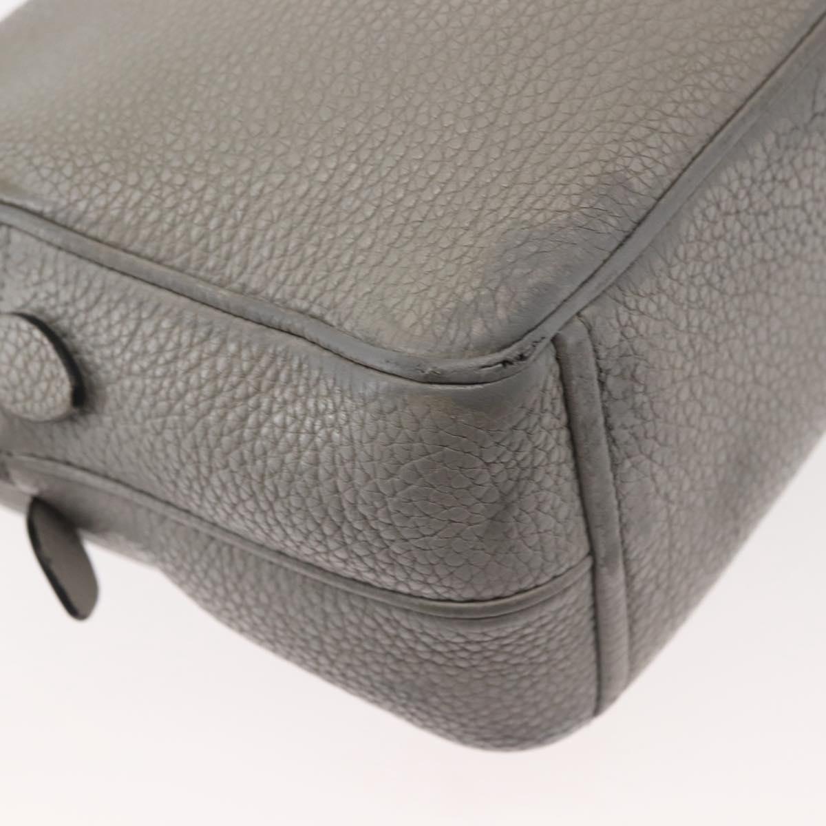 PRADA Shoulder Bag Leather Gray Gold Auth bs29496