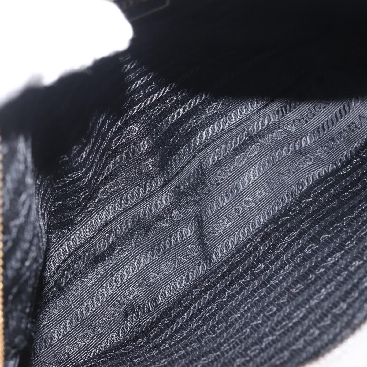 PRADA Shoulder Bag Leather Gray Gold Auth bs29496