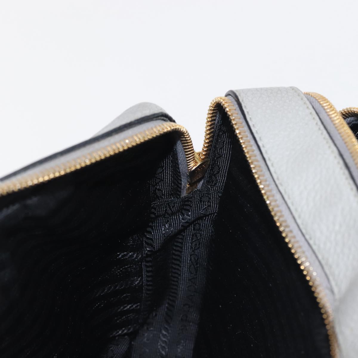 PRADA Shoulder Bag Leather Gray Gold Auth bs29496