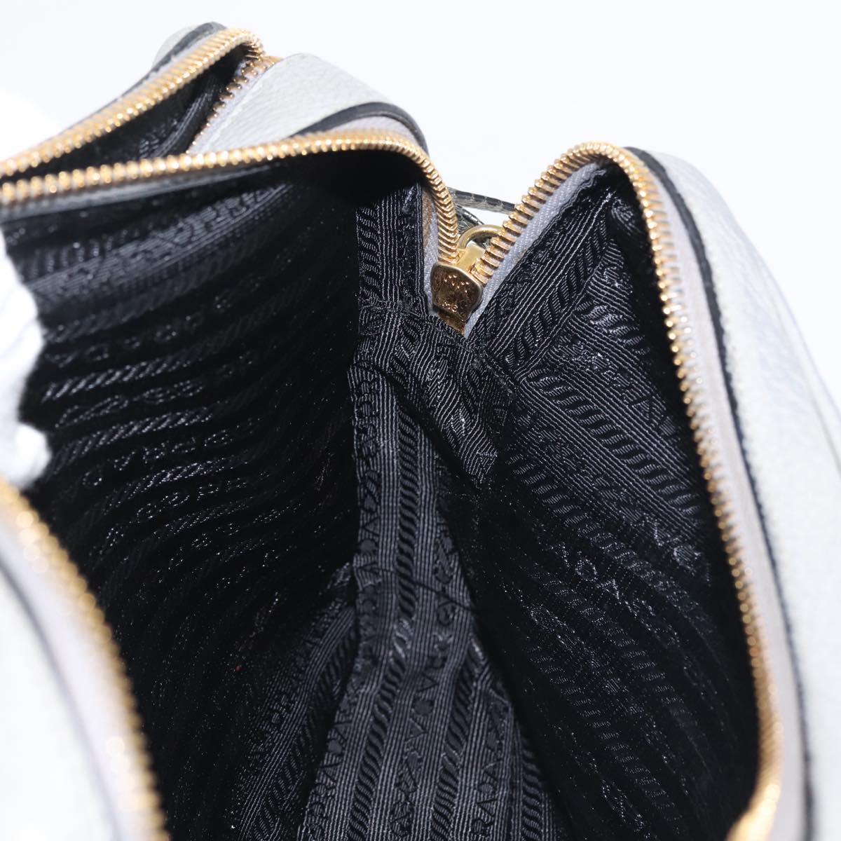 PRADA Shoulder Bag Leather Gray Gold Auth bs29496