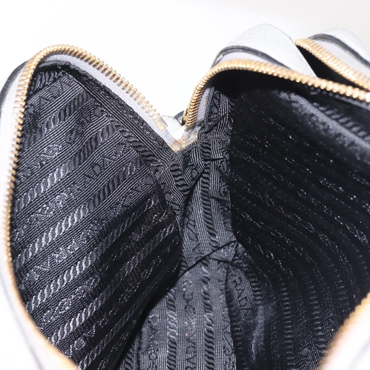 PRADA Shoulder Bag Leather Gray Gold Auth bs29496