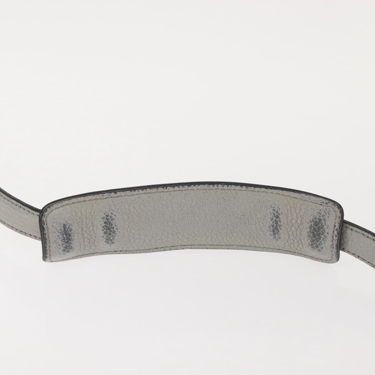 PRADA Shoulder Bag Leather Gray Gold Auth bs29496