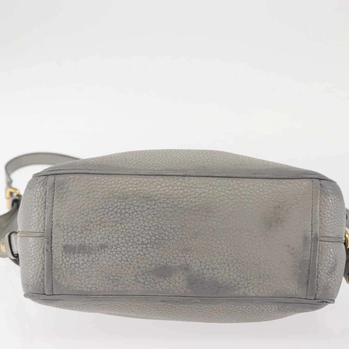 PRADA Shoulder Bag Leather Gray Gold Auth bs29496