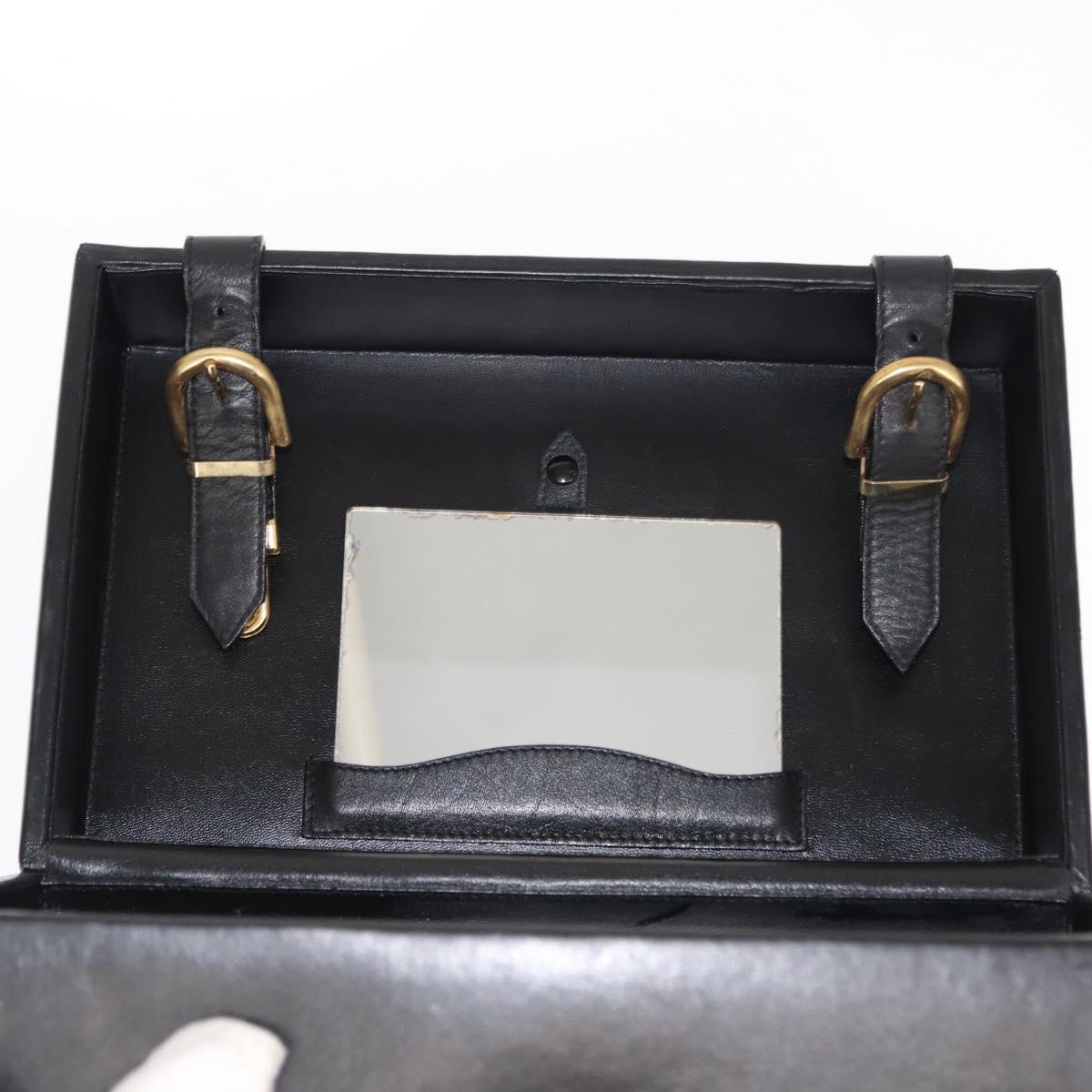 Gianni Versace Vanity case Hand Bag Leather Black Auth bs29499
