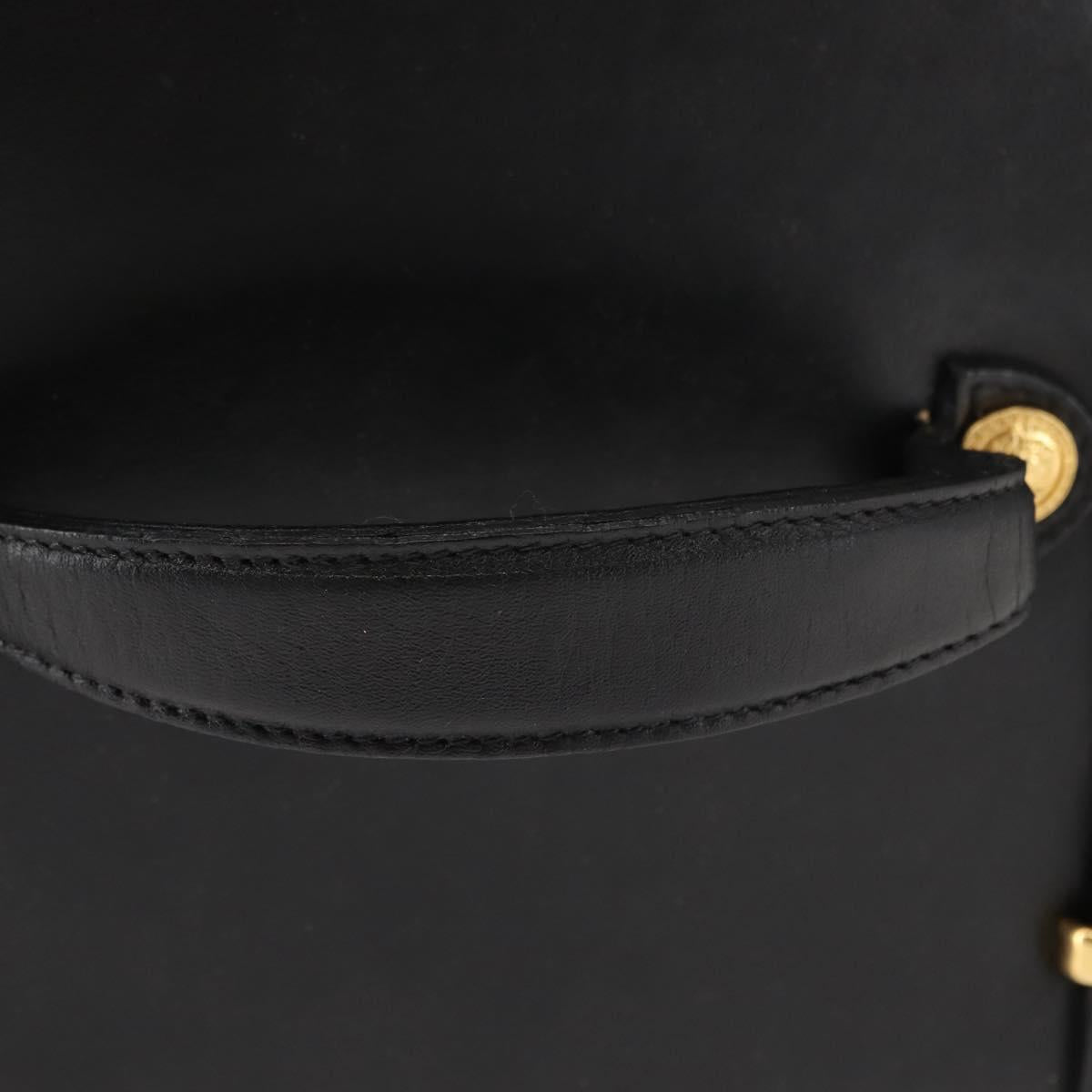 Gianni Versace Vanity case Hand Bag Leather Black Auth bs29499