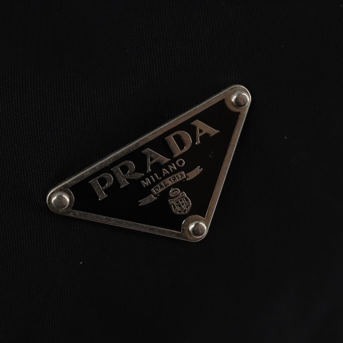 PRADA Boston Bag Nylon Black Silver Auth bs29500
