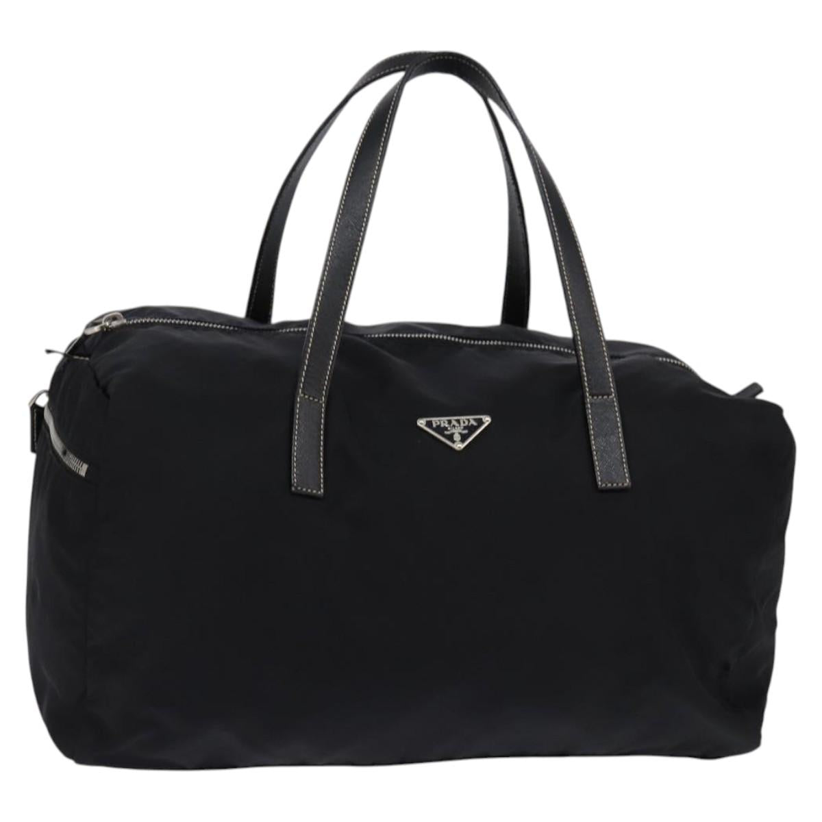 PRADA Boston Bag Nylon Black Silver Auth bs29500