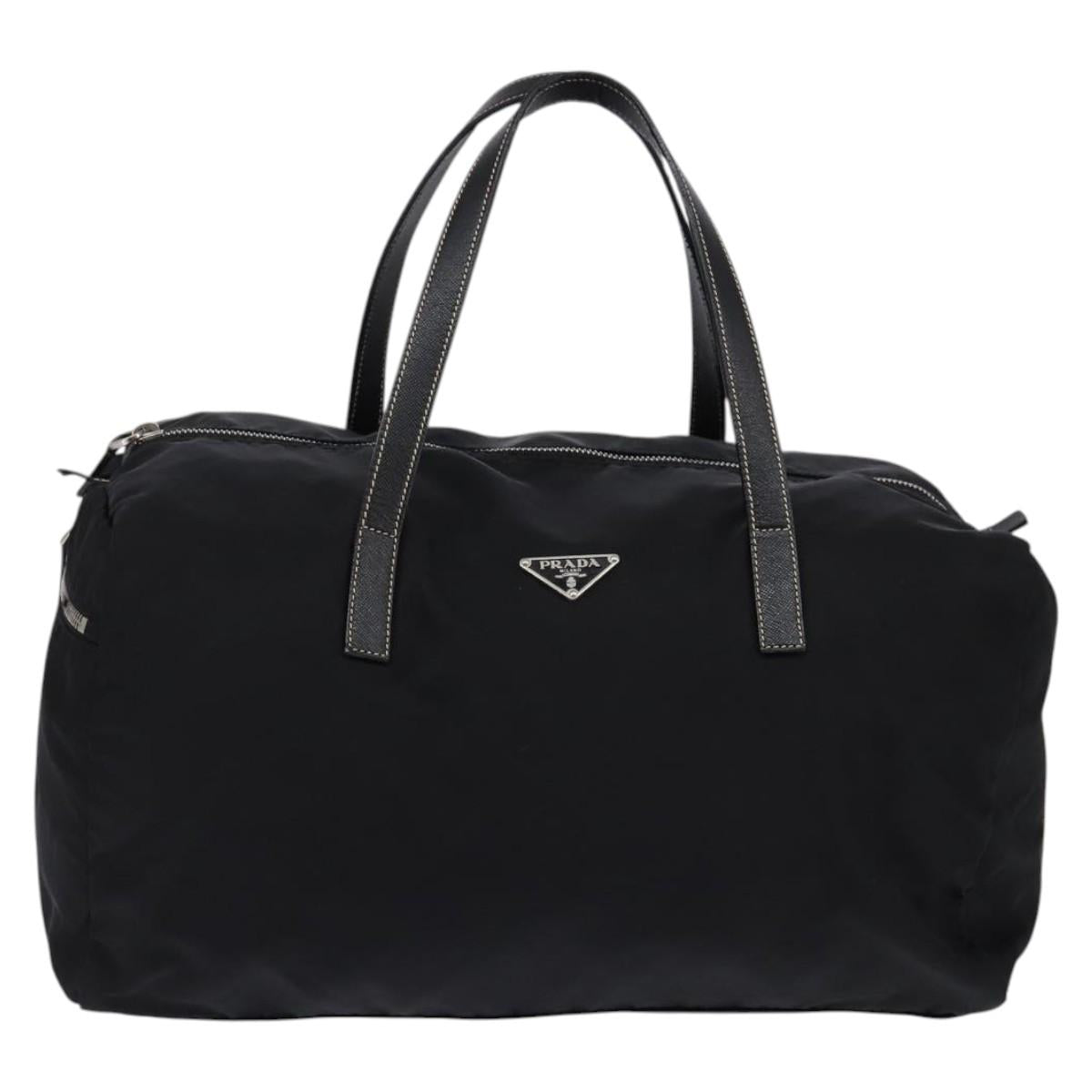 PRADA Boston Bag Nylon Black Silver Auth bs29500