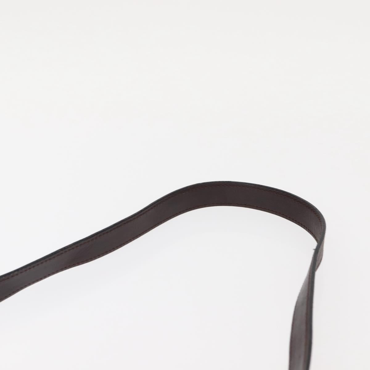 GUCCI Shoulder Bag Nylon Leather Brown Gold Auth bs29506