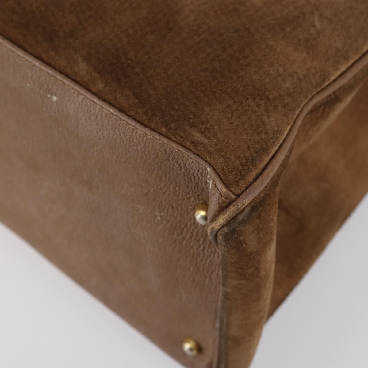 GUCCI Bamboo Hand Bag Suede Brown Gold 002 2855 0322 0 Auth bs29507