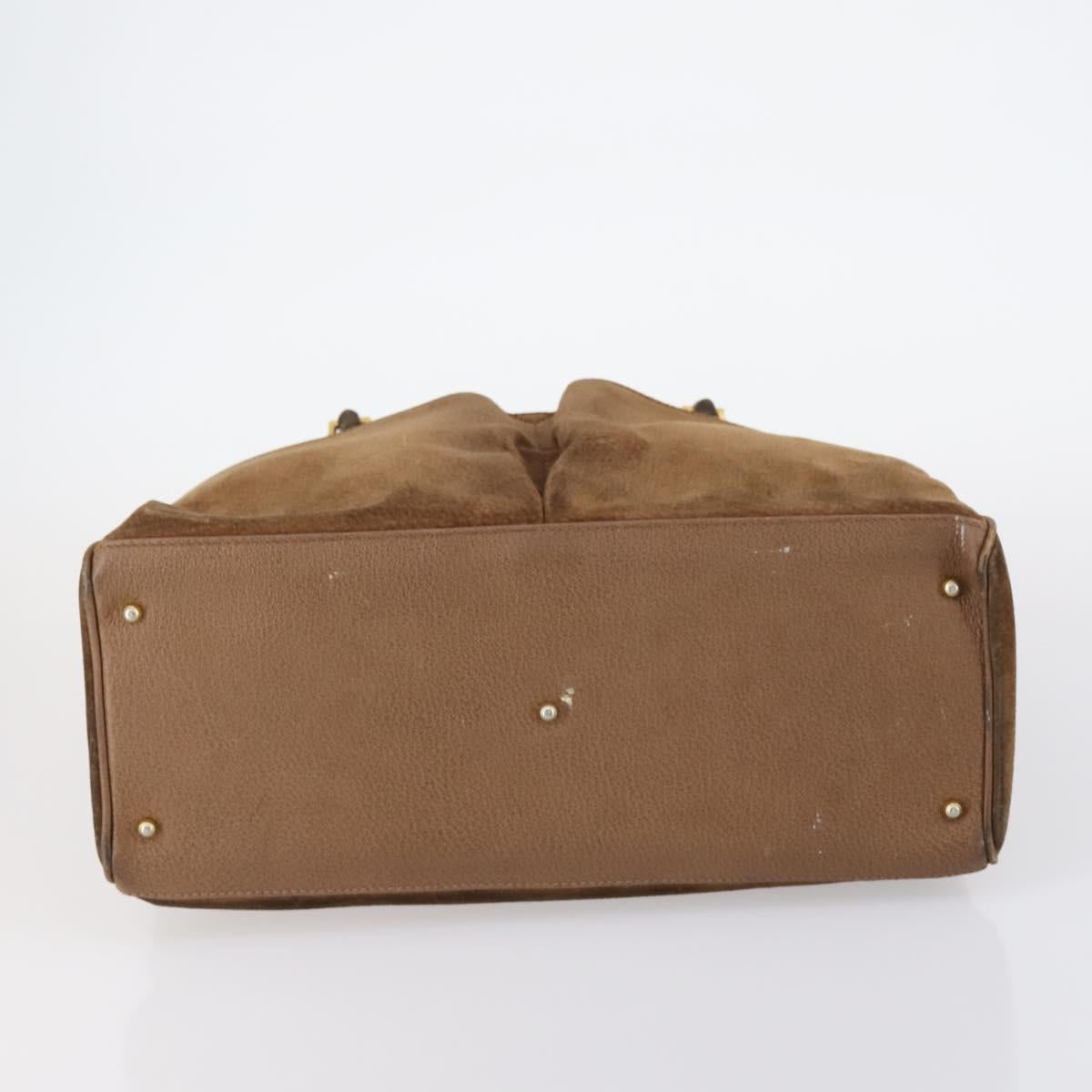 GUCCI Bamboo Hand Bag Suede Brown Gold 002 2855 0322 0 Auth bs29507