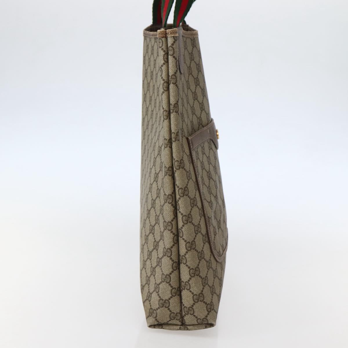 GUCCI GG Supreme Web Sherry Line Tote Bag PVC Beige Red 39 02 003 Auth bs29508