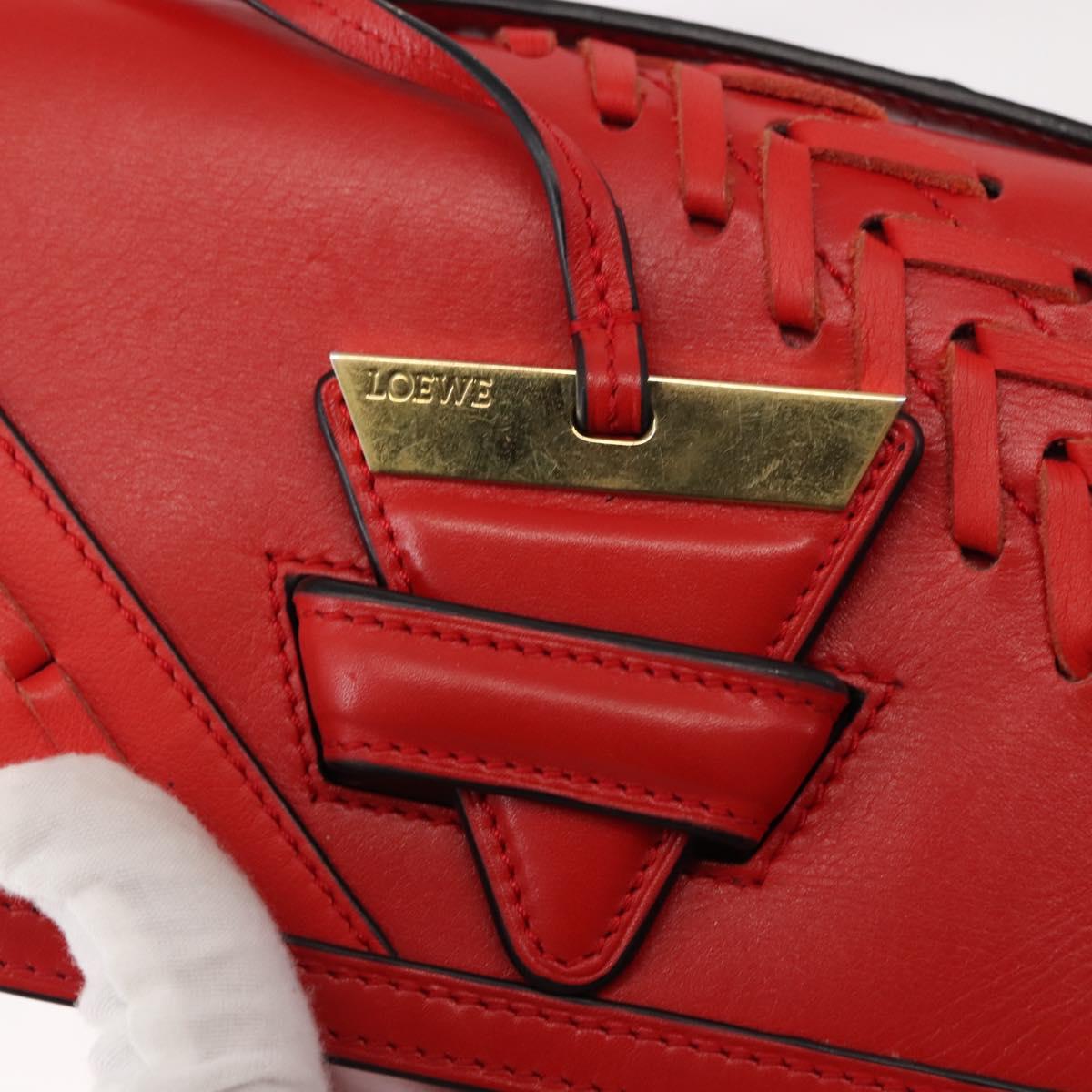 LOEWE Shoulder Bag Leather Brown Gold Auth bs29532