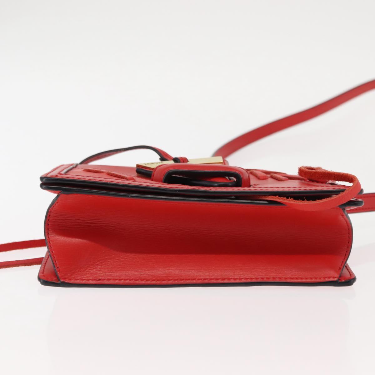 LOEWE Shoulder Bag Leather Brown Gold Auth bs29532