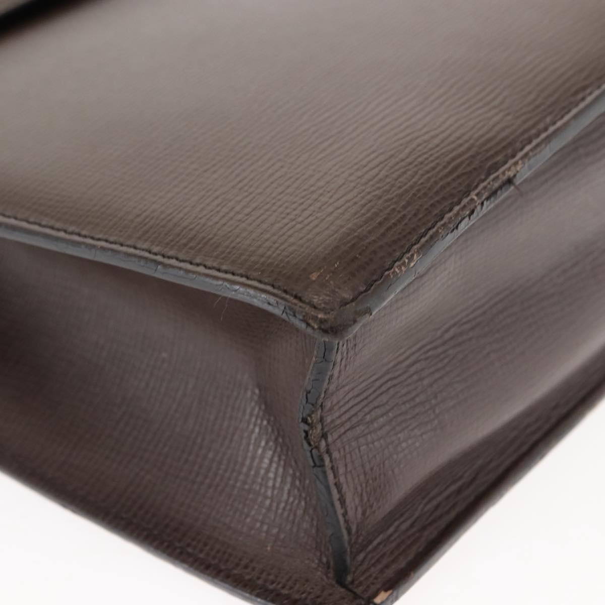 LOEWE Briefcase Leather Dark Brown Auth bs29533