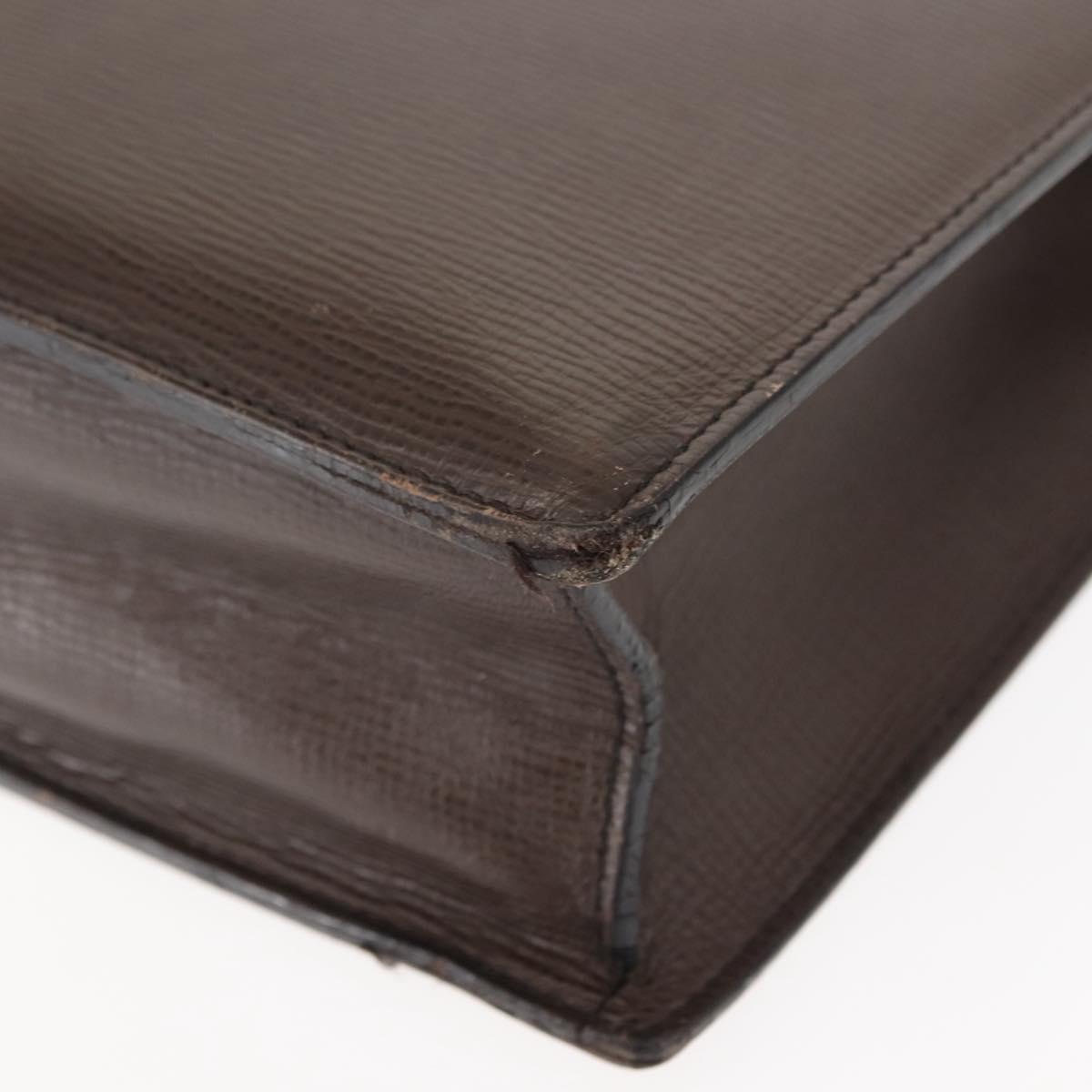 LOEWE Briefcase Leather Dark Brown Auth bs29533