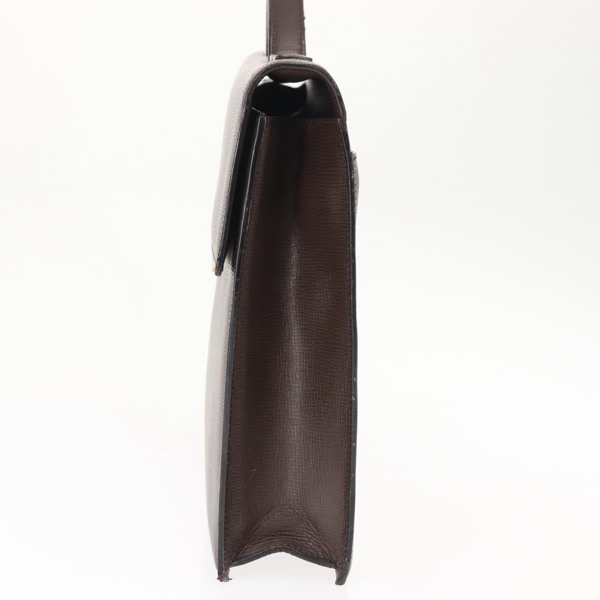 LOEWE Briefcase Leather Dark Brown Auth bs29533