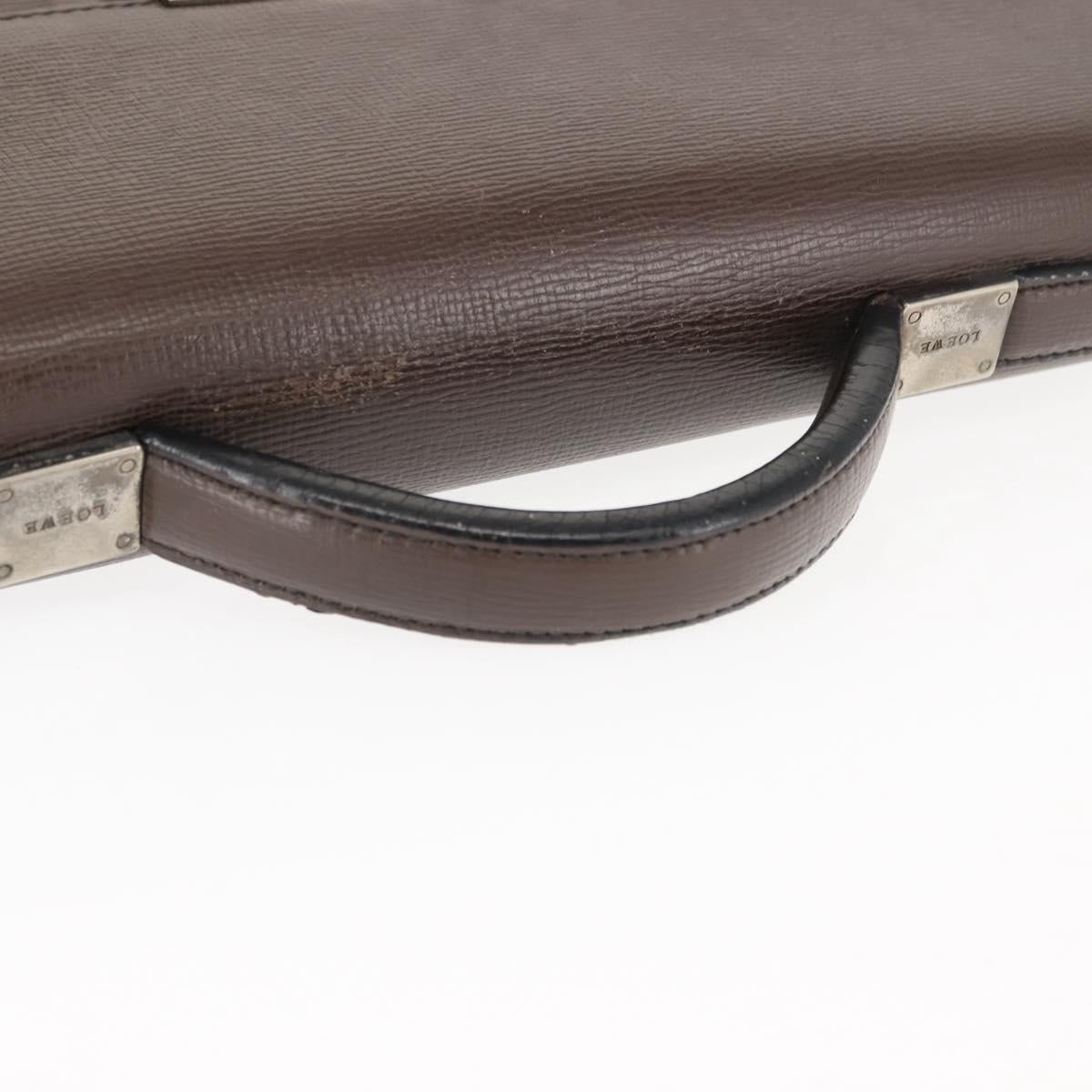 LOEWE Briefcase Leather Dark Brown Auth bs29533