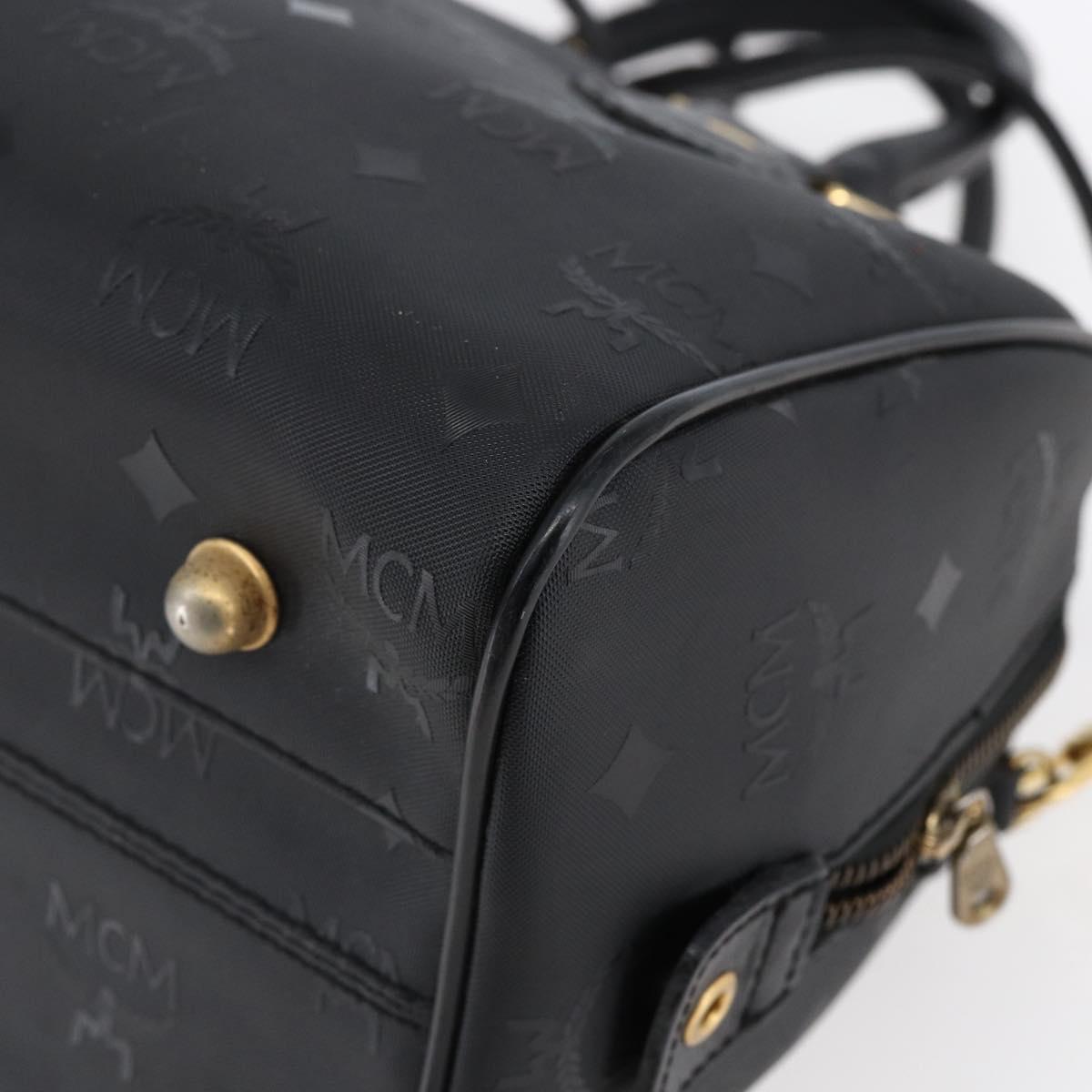 MCM Logogram Vicetos Mini Boston Bag PVC 2way Black Gold Auth bs29534