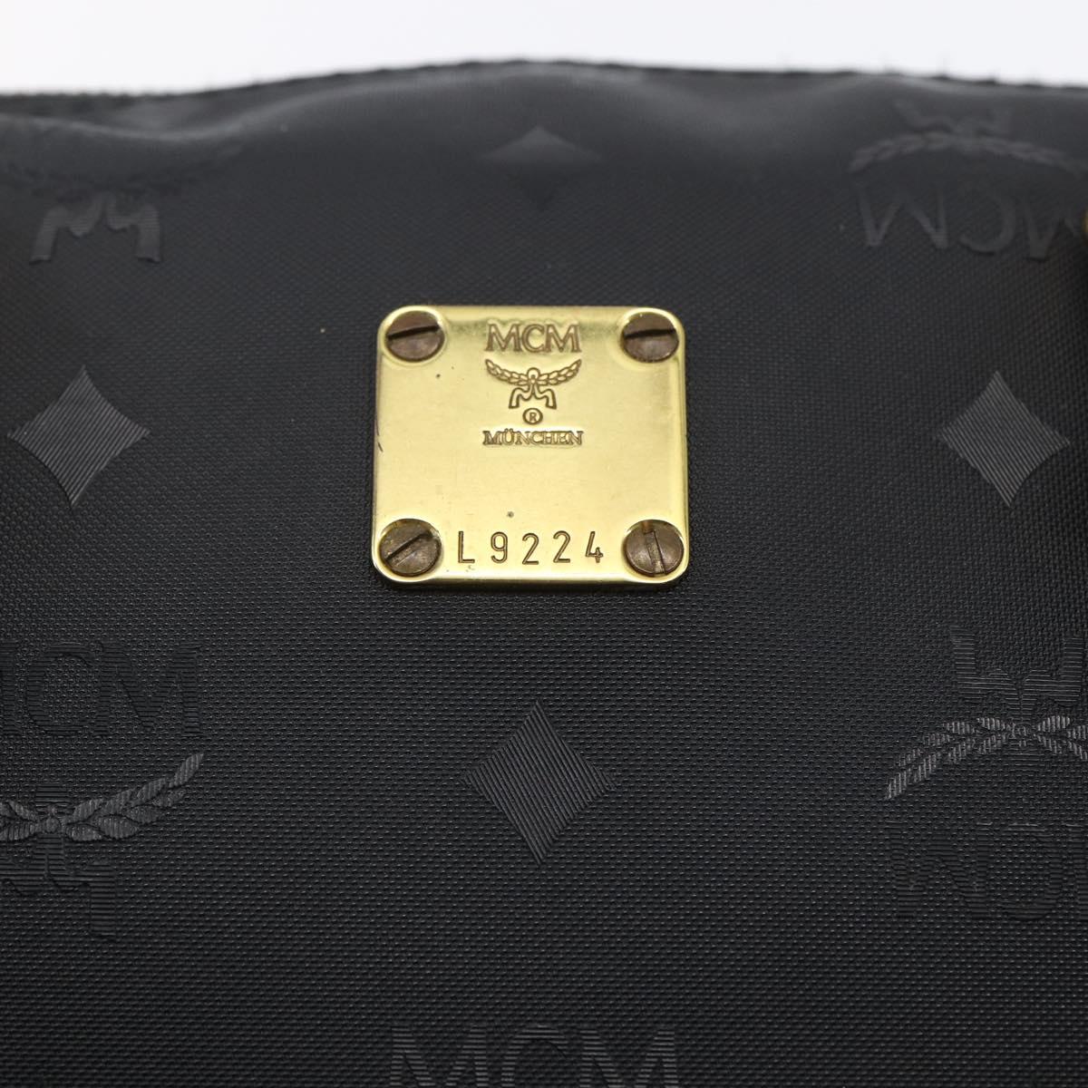 MCM Logogram Vicetos Mini Boston Bag PVC 2way Black Gold Auth bs29534