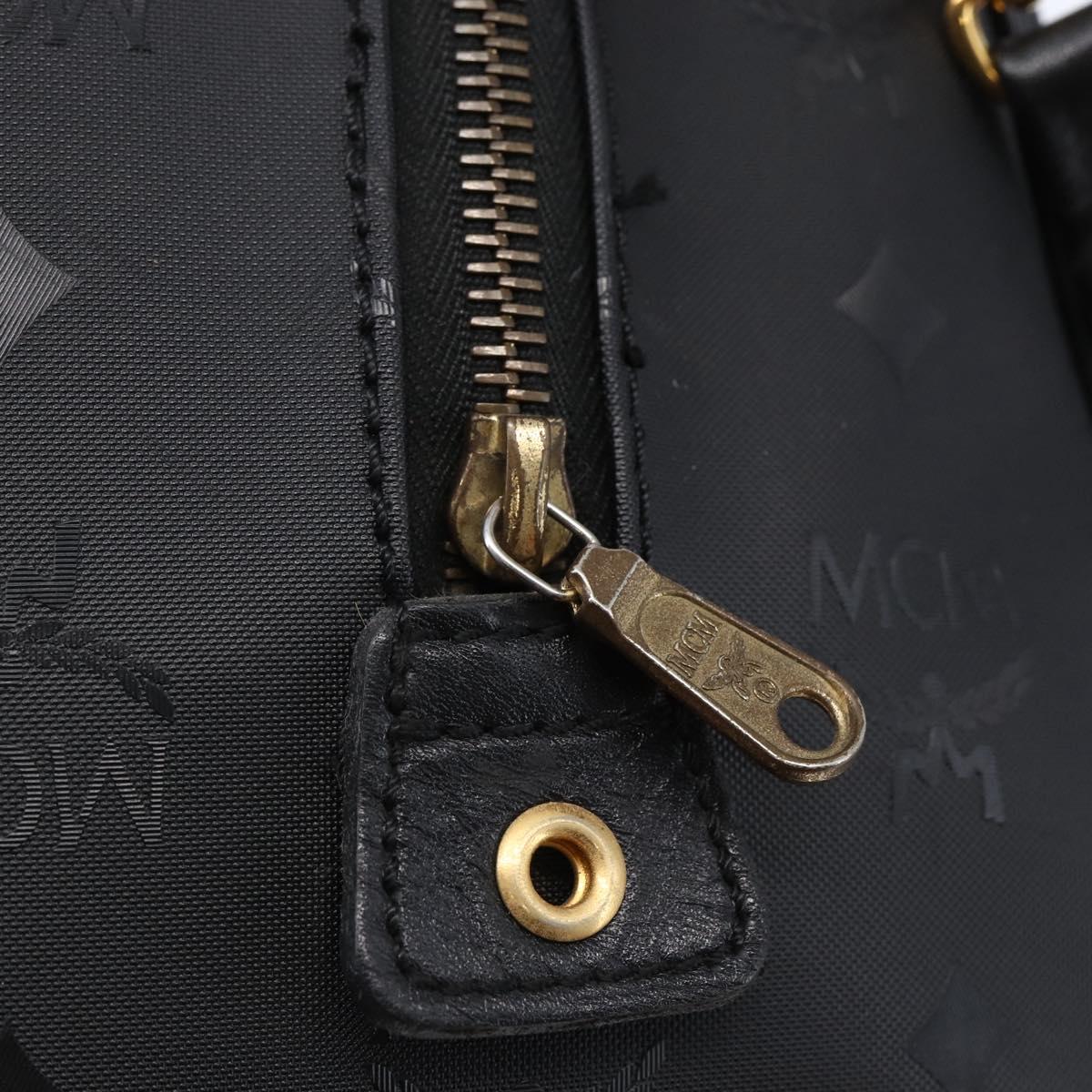 MCM Logogram Vicetos Mini Boston Bag PVC 2way Black Gold Auth bs29534