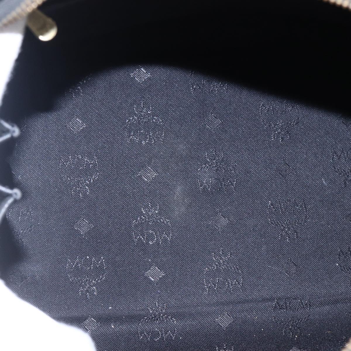 MCM Logogram Vicetos Mini Boston Bag PVC 2way Black Gold Auth bs29534