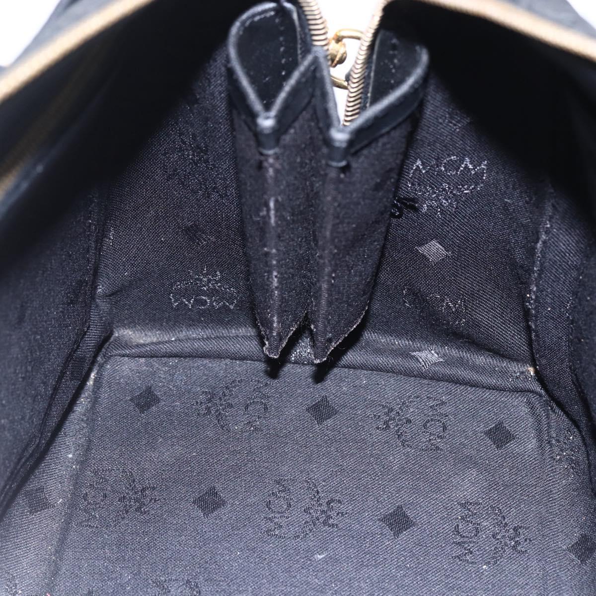 MCM Logogram Vicetos Mini Boston Bag PVC 2way Black Gold Auth bs29534