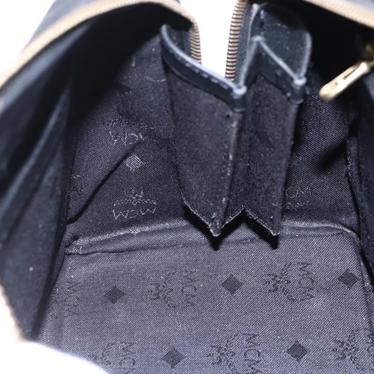 MCM Logogram Vicetos Mini Boston Bag PVC 2way Black Gold Auth bs29534