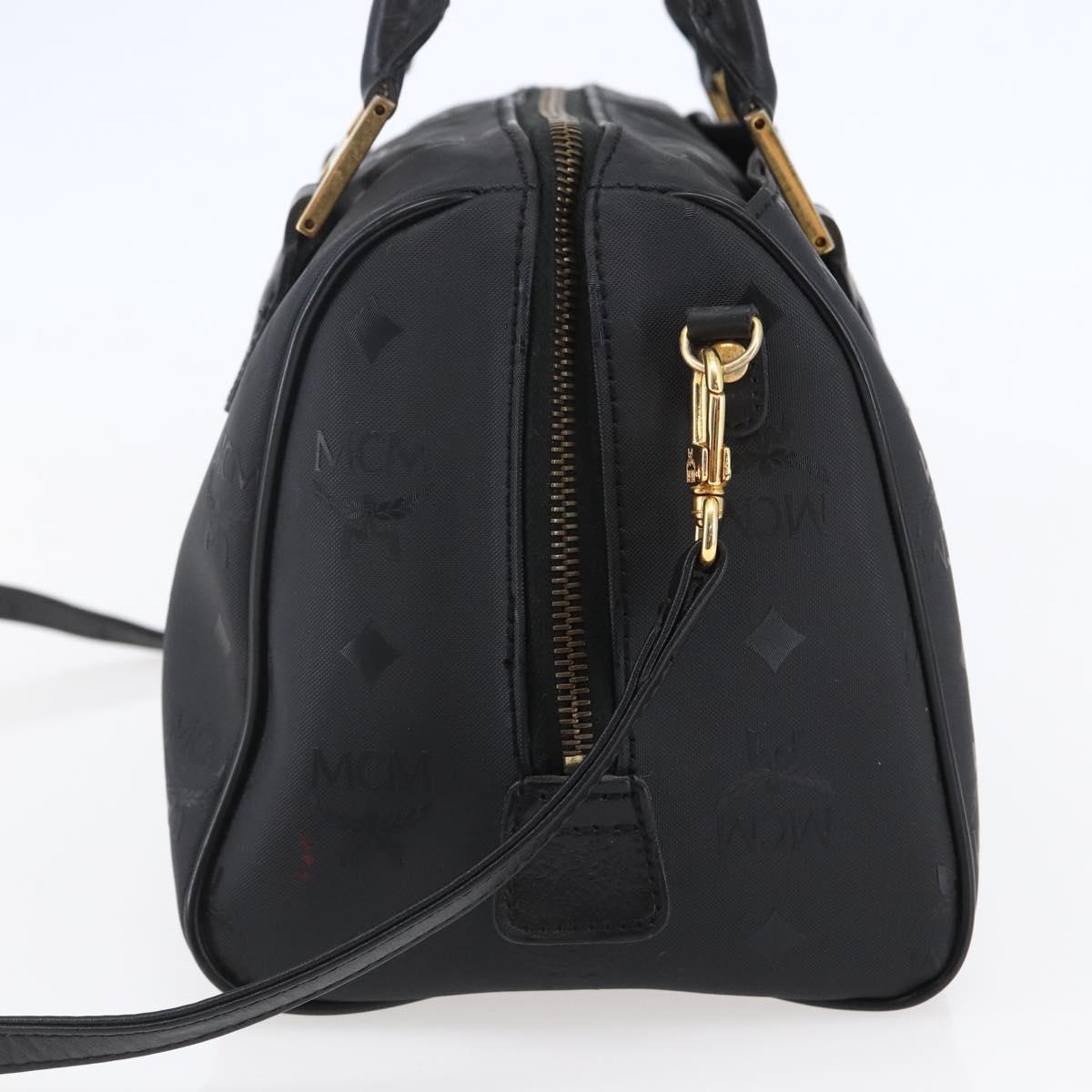 MCM Logogram Vicetos Mini Boston Bag PVC 2way Black Gold Auth bs29534