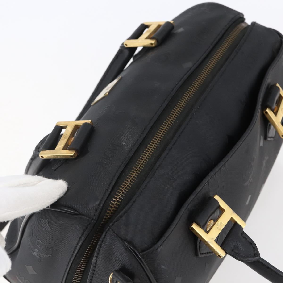 MCM Logogram Vicetos Mini Boston Bag PVC 2way Black Gold Auth bs29534