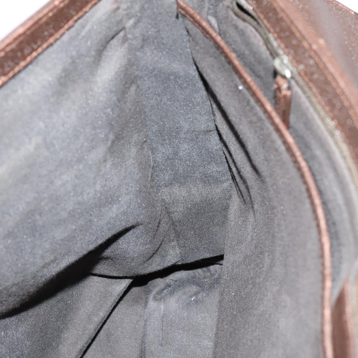 BVLGARI Shoulder Bag Leather Dark Brown Silver Auth bs29535