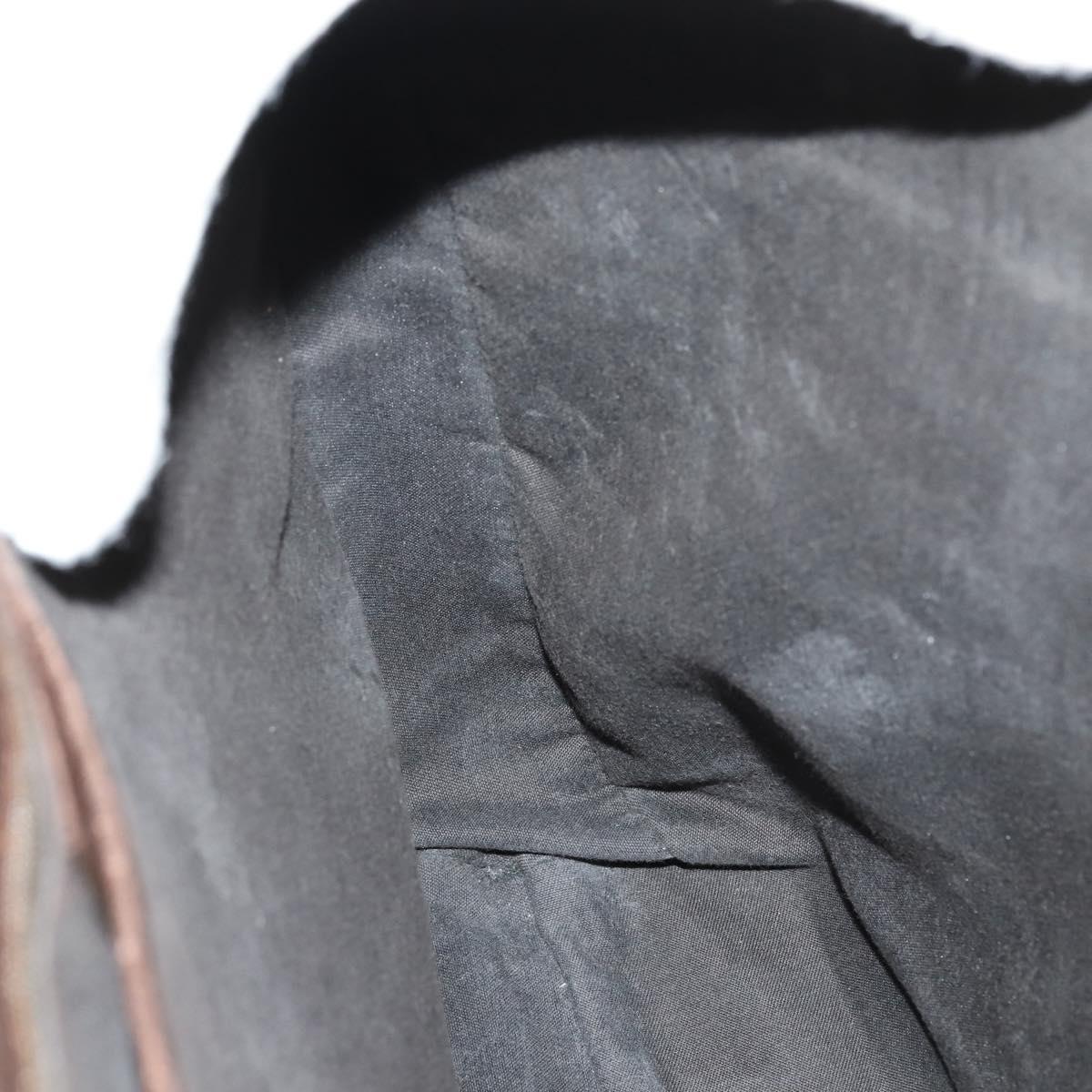 BVLGARI Shoulder Bag Leather Dark Brown Silver Auth bs29535