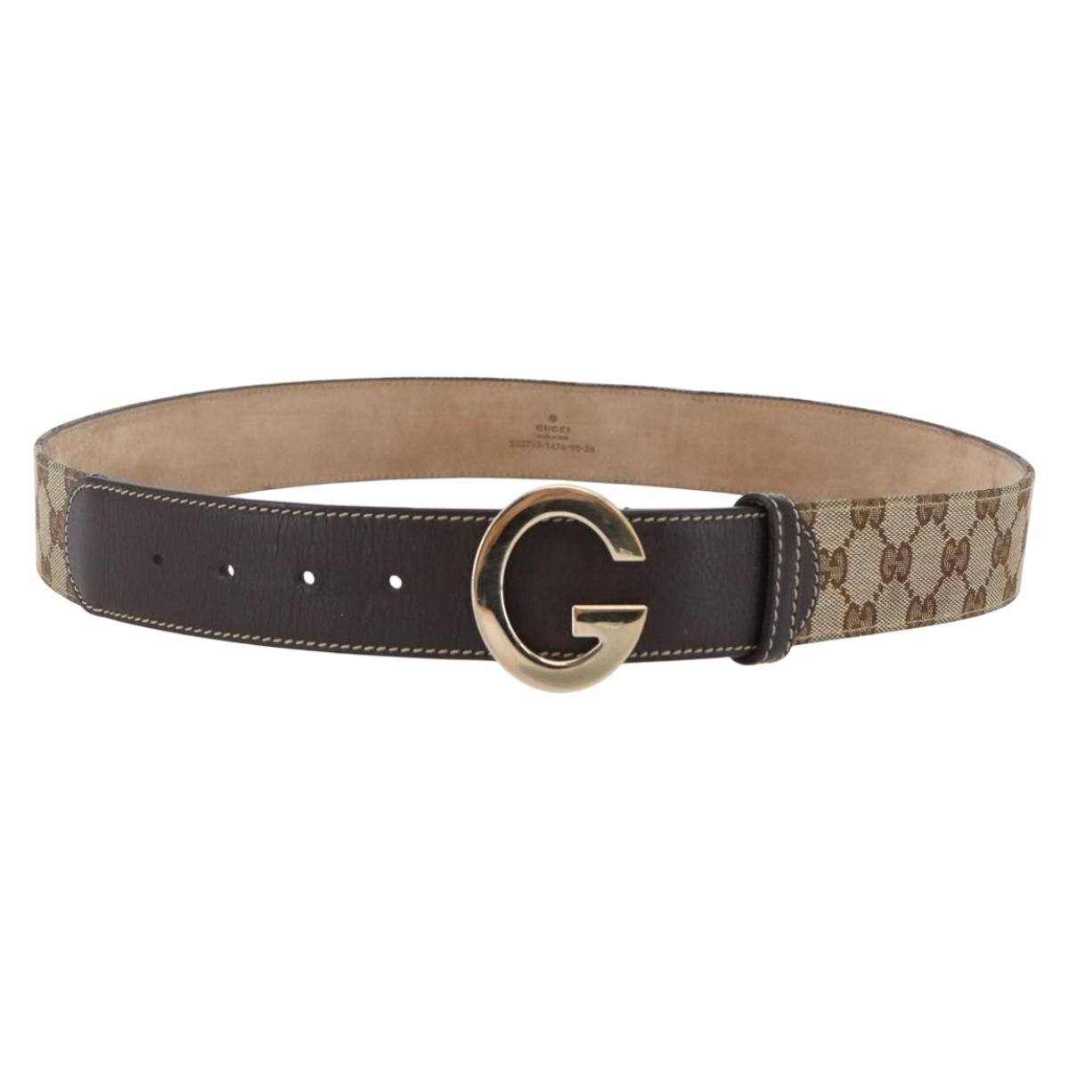 GUCCI GG Canvas Belt 33.5""-37.4"" Beige Auth bs29540
