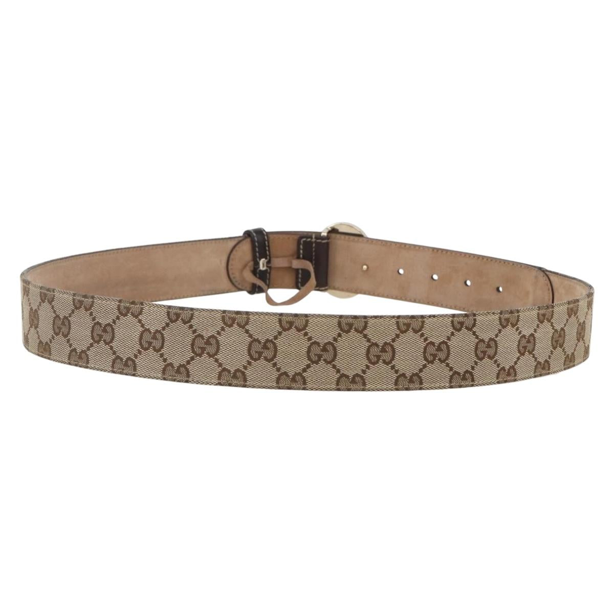 GUCCI GG Canvas Belt 33.5""-37.4"" Beige Auth bs29540