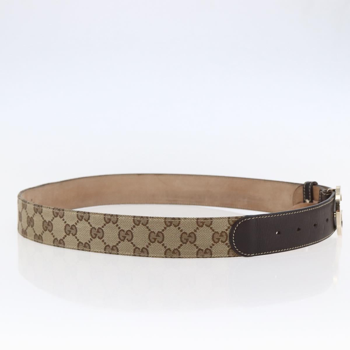 GUCCI GG Canvas Belt 33.5""-37.4"" Beige Auth bs29540
