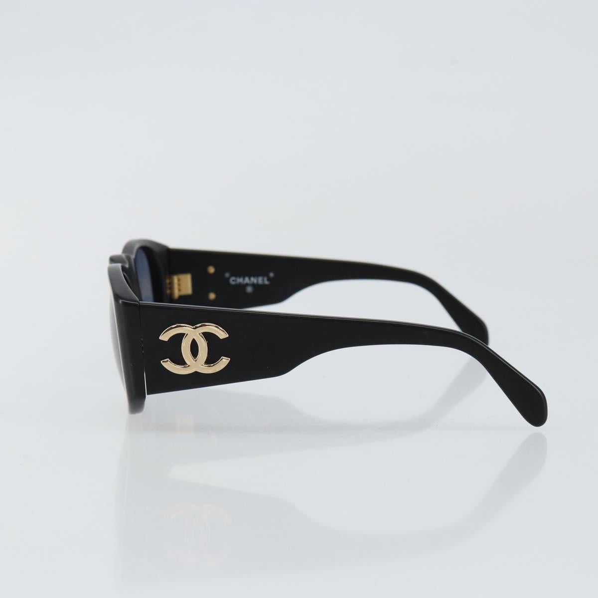 CHANEL COCO Mark Sunglasses plastic Black CC Auth bs29543V