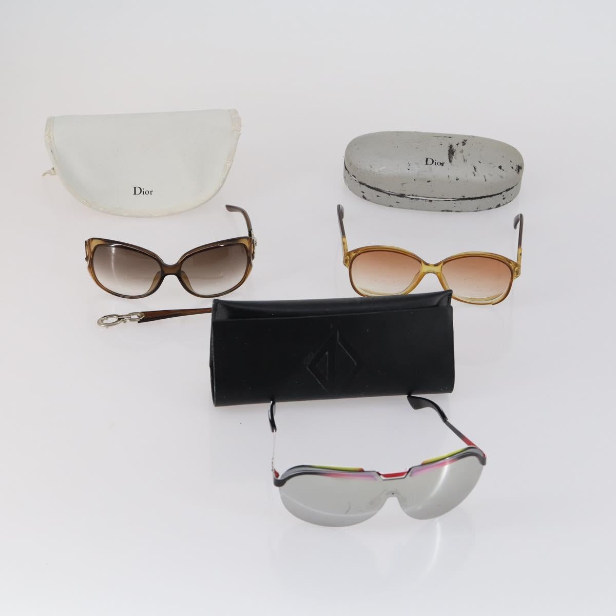 Christian Dior Sunglasses Plastic 3Set Brown Black Auth bs29549