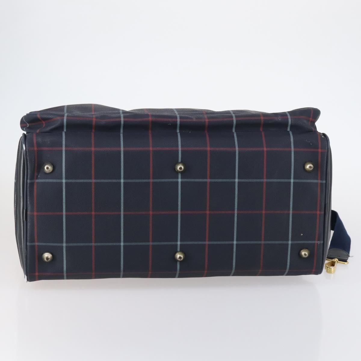 Burberrys Boston Bag PVC Canvas 2Set Navy Green Auth bs29550