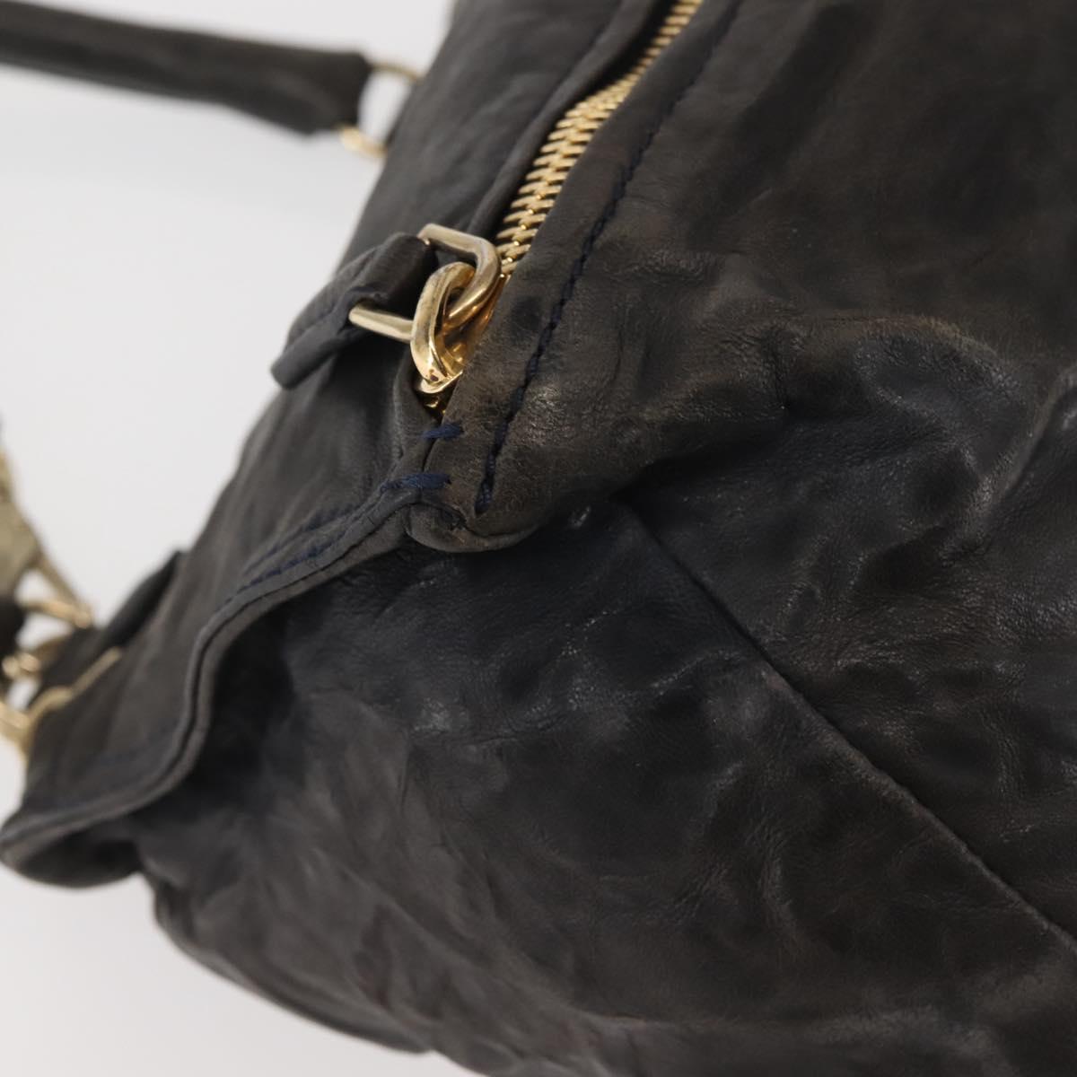 GIVENCHY Pandora Hand Bag Leather 2way Black Gold Auth bs29556