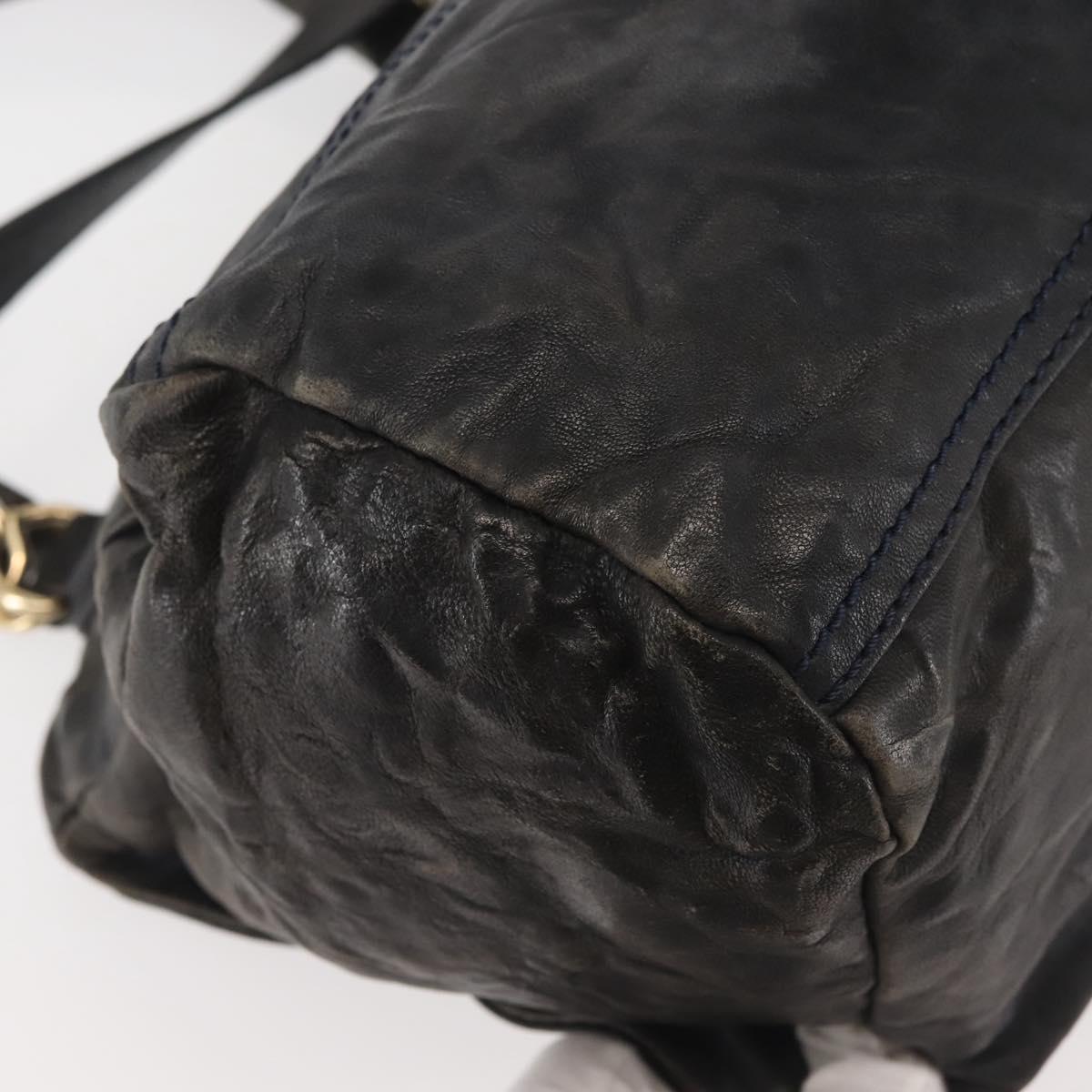 GIVENCHY Pandora Hand Bag Leather 2way Black Gold Auth bs29556