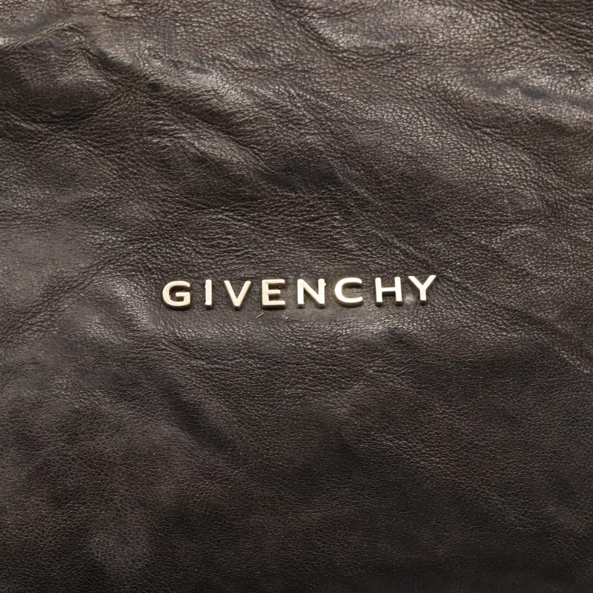 GIVENCHY Pandora Hand Bag Leather 2way Black Gold Auth bs29556