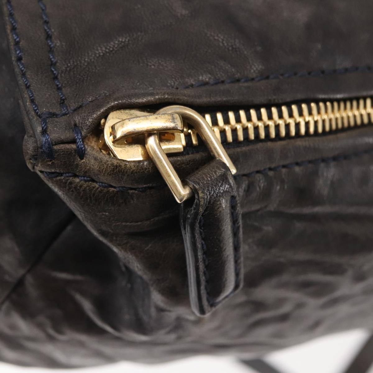 GIVENCHY Pandora Hand Bag Leather 2way Black Gold Auth bs29556